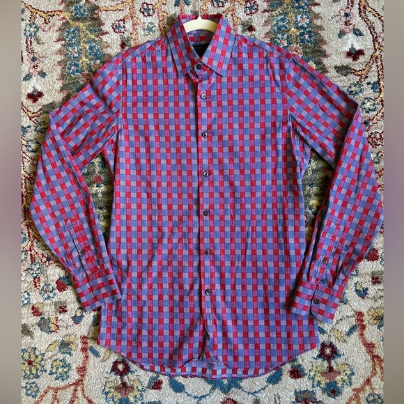 Prada Men’s Plaid Long-Sleeve Shirt - Picture 2 of 11